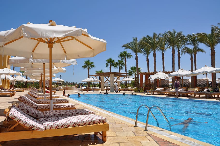 pool, parasol, sun lounge, resort, swimming pool sun, holiday, vacations, tourist Resort, hotel, luxury