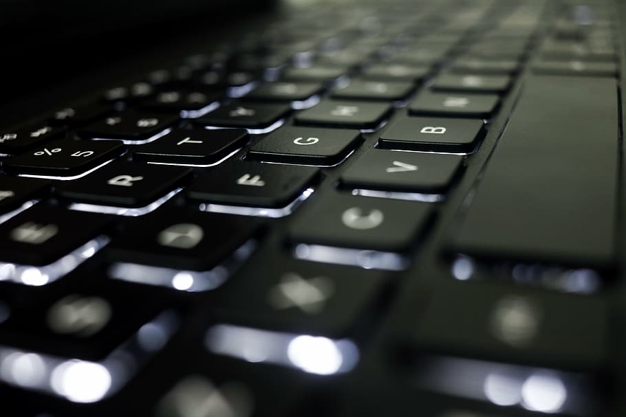 hitam, keyboard komputer laptop, keyboard, komputer, teknologi, kantor, pekerjaan, peralatan, pc, laptop