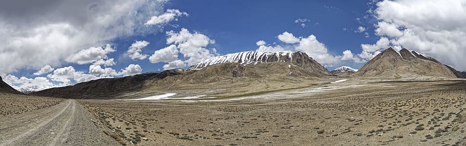 tajikistan, jalan raya pamir, pamir, hindu kush, pegunungan tinggi, lembah pamir, pemandangan, salju, awan awan, langit