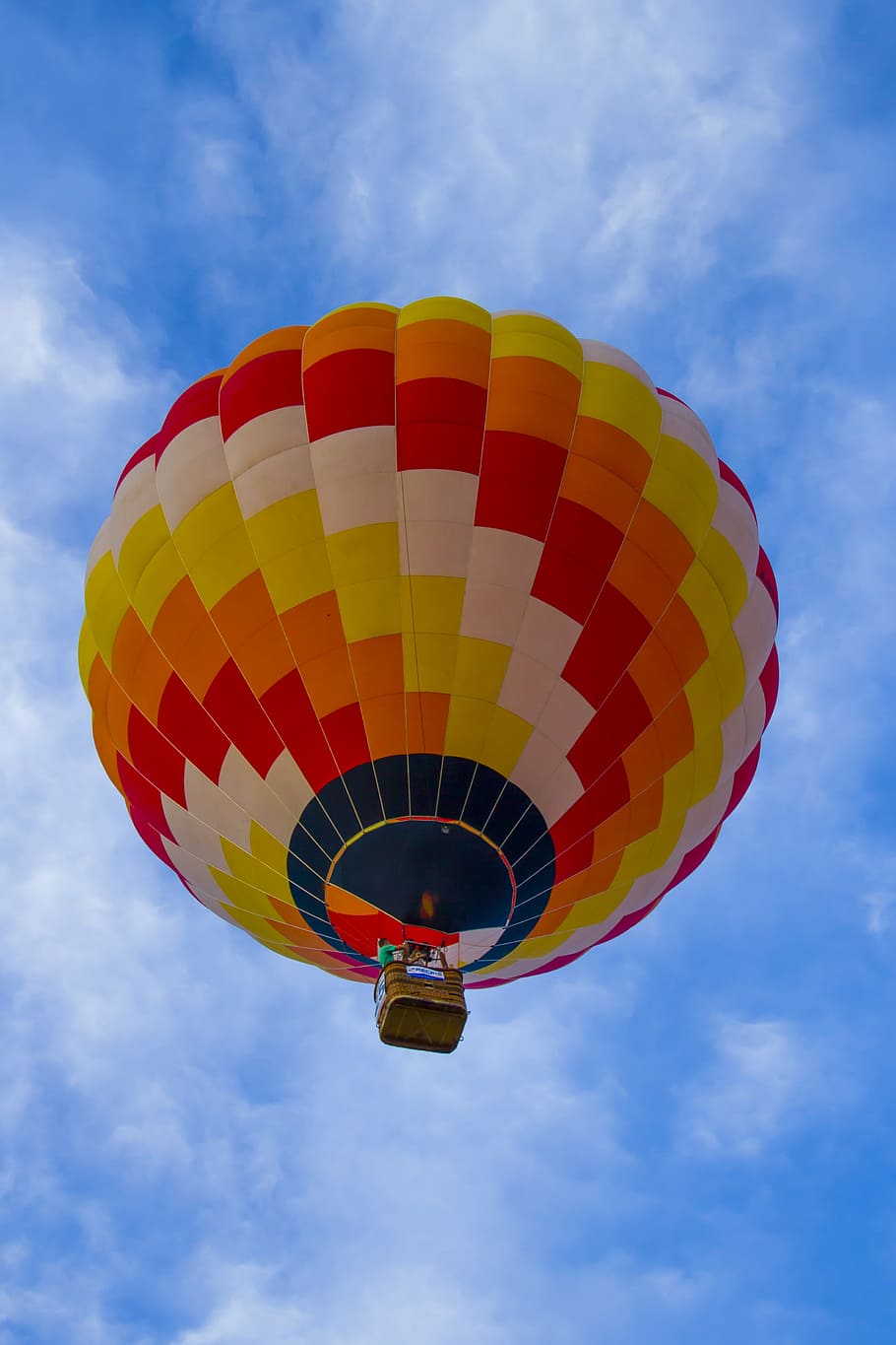 balão, colorido, voador, fogo, geométrico, cesta, passeio, pessoas, concorrência, céu