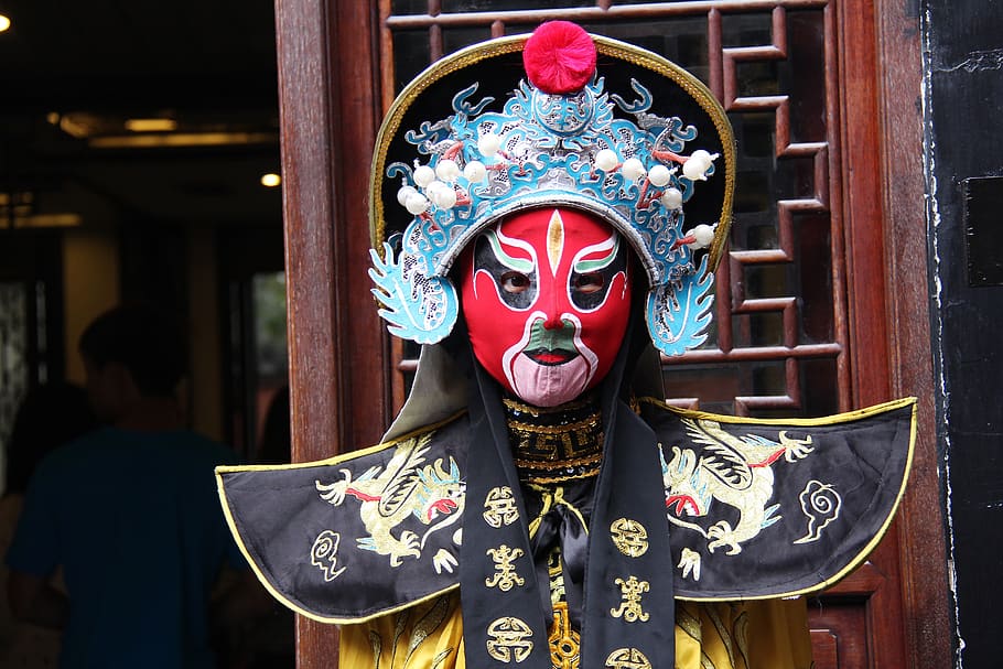 mask, costume, china, cultural, show, colorful, face, face changing, ancient, historical