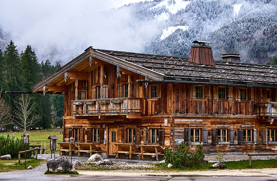 farmhouse, alm, alpine, mountains, landscape, timber construction, zirmbergalm, ruhpolding, the chiemgau arena, skilanglauf