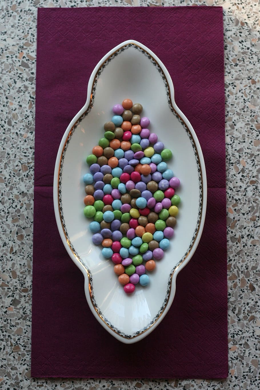 chocolate lentils, brand, sweet, colorful, smarties, decoration, multi Colored, directly above, sweet food, food