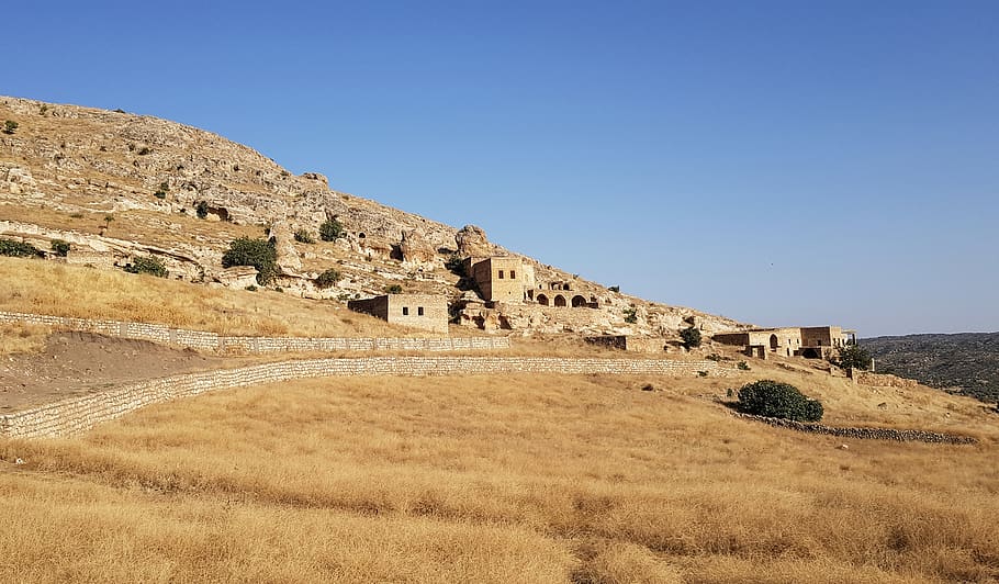 village, autumn, yellow, landscape, mesopotamia, wolf, the ezid, yazidi, dry herb, stone