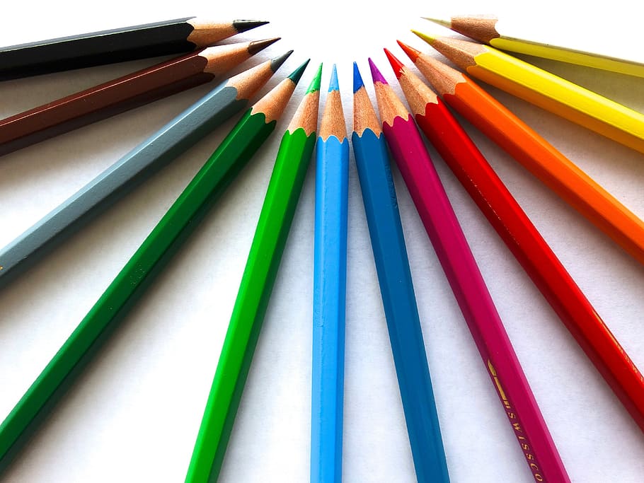 assorted-color colored pencils, colour pencils, color, paint, draw, colorful, embassy, pointed, woody, rainbow colors