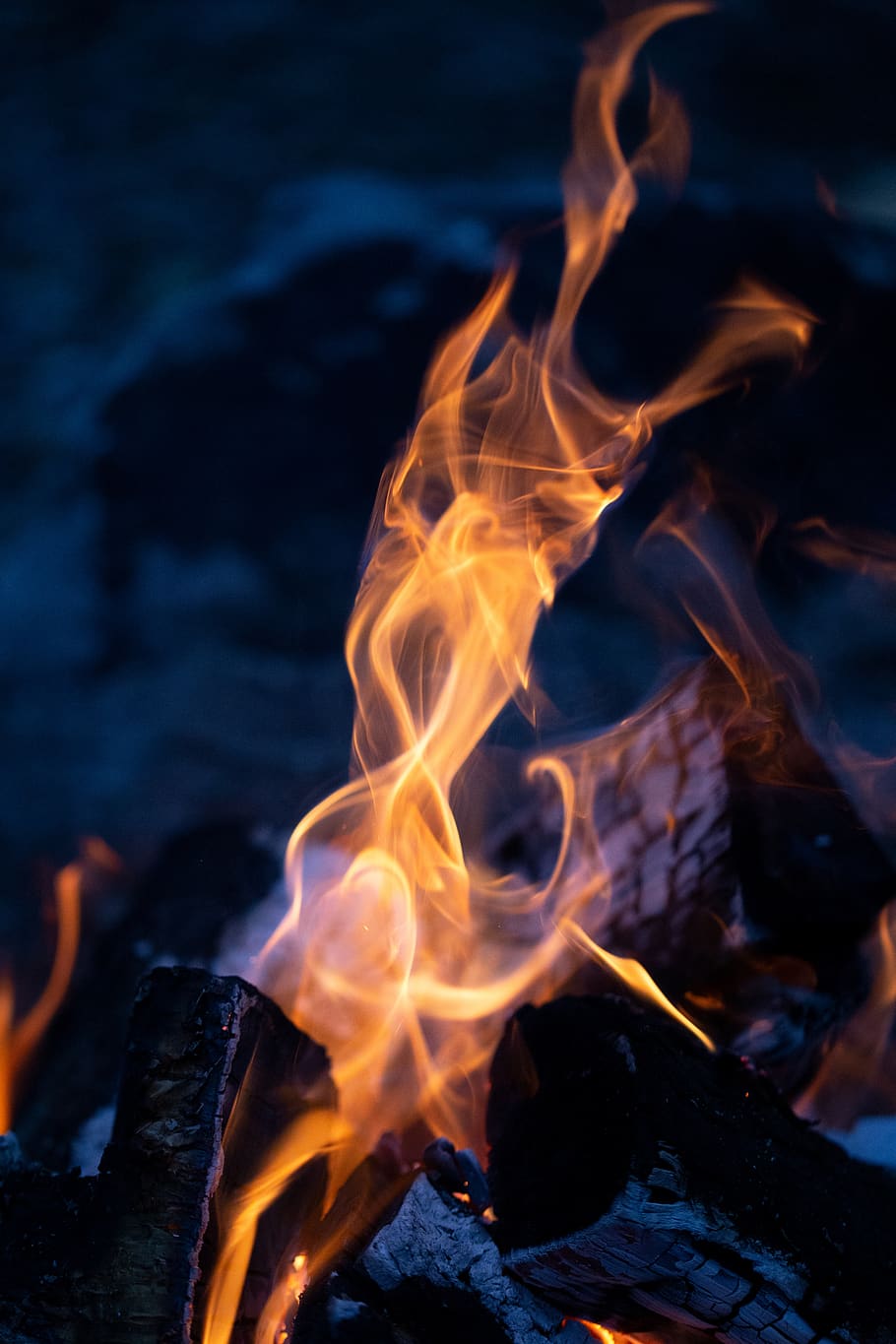 camp, fire, wood, nature, hot, orange, yellow, night, outdoors, flames