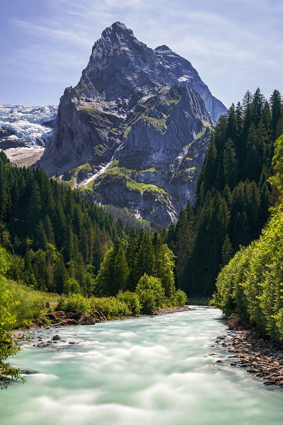 suizo, berg, montañas, paisaje, naturaleza, viajes, hielo, agua, glaciar, azul