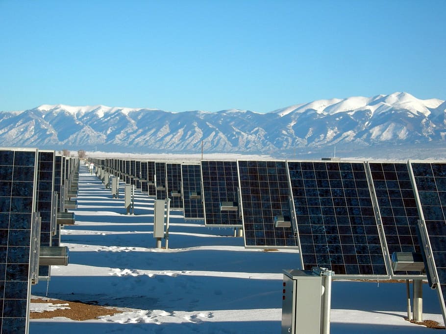 solar, panels, daytime, solar panel array, power plant, electricity, power, one-axis, tracking, photovoltaic