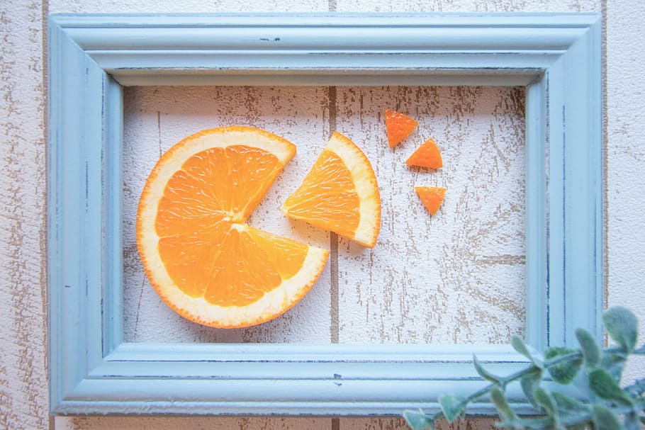 slice, wall decor, Orange, wall, decor, orange Color, food, citrus Fruit, fruit, wood - Material