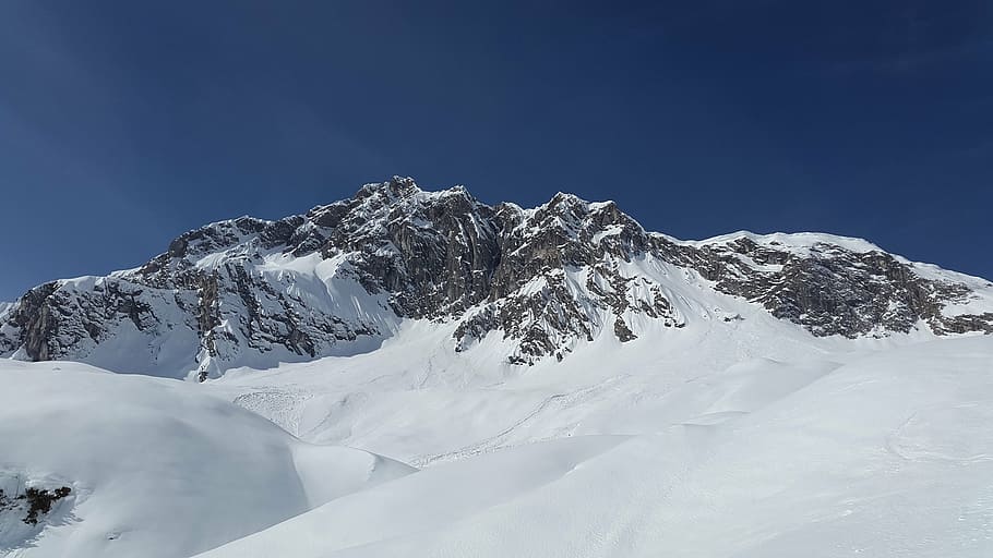 snow, covered, grey, mountain, daytime, rough horn, alpine, tannheimer mountains, allgäu, summit