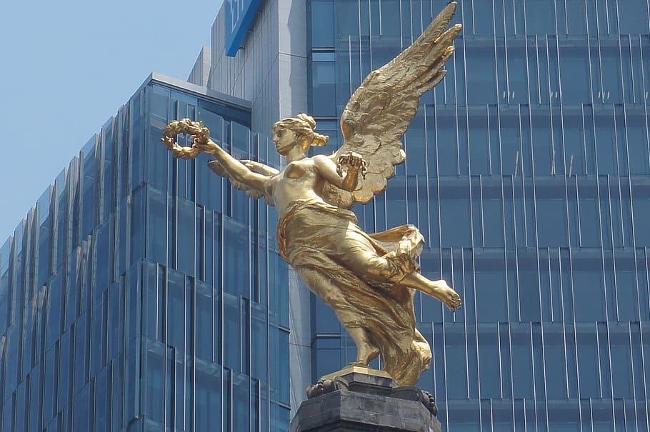 Monumento, Reforma, Estatua, Edificio, escultura, vista de ángulo bajo, sin gente, alas extendidas, al aire libre, arte y artesanía
