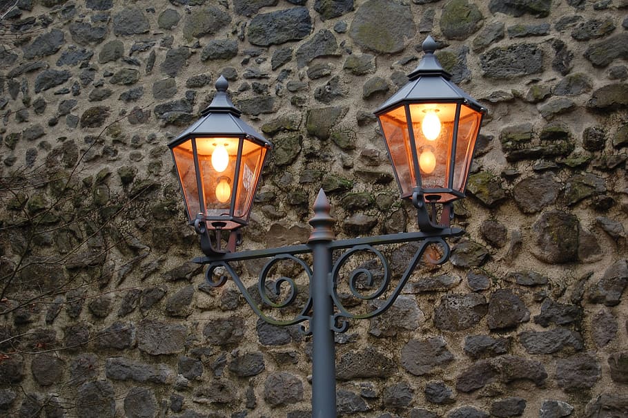 wall, masonry, lamp, light, outdoor lighting, electric Lamp, lantern, lighting Equipment, street Light, illuminated
