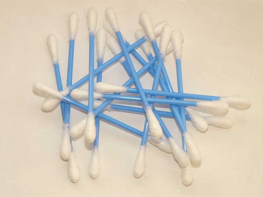 blue, cotton swabs, white, surface, gxl, hygiene, body care, cleanliness, indoors, large group of objects
