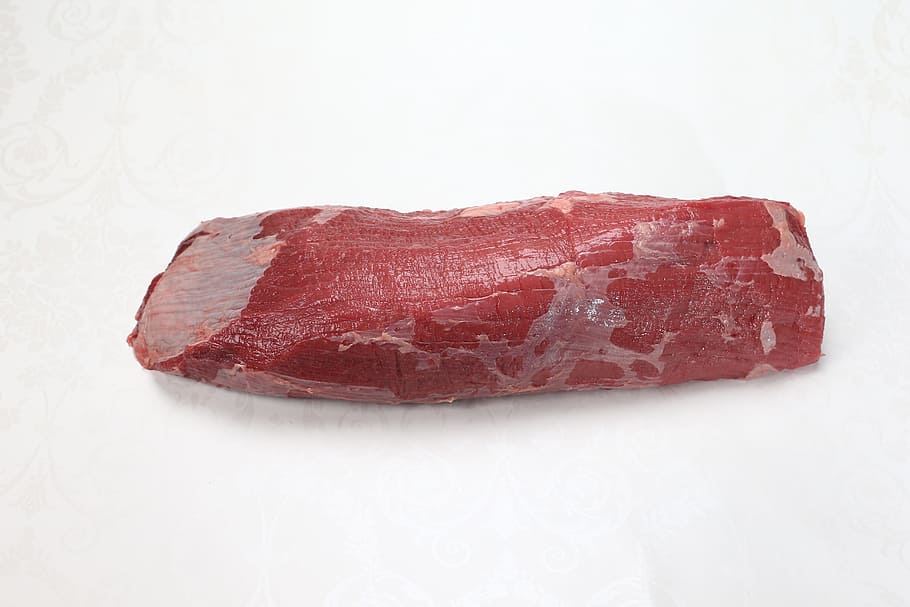 brown, stone, white, surface, beef, carving, ox, raw, meat, trimmed