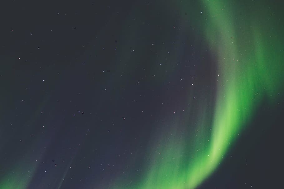 lampu utara, aurora, borealis, hijau, atmosfer, ruang, galaksi, cahaya, bintang, warna hijau