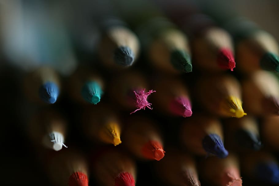 shot, art pencils, Closeup, art, pencils, various, abstract, designer, education, learning