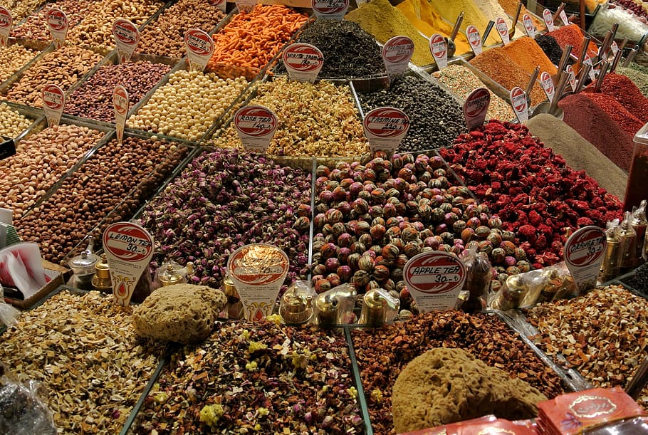 seeds, boxes, daytime, spice, grand bazaar, istanbul, turkey, bazaar, market, grand
