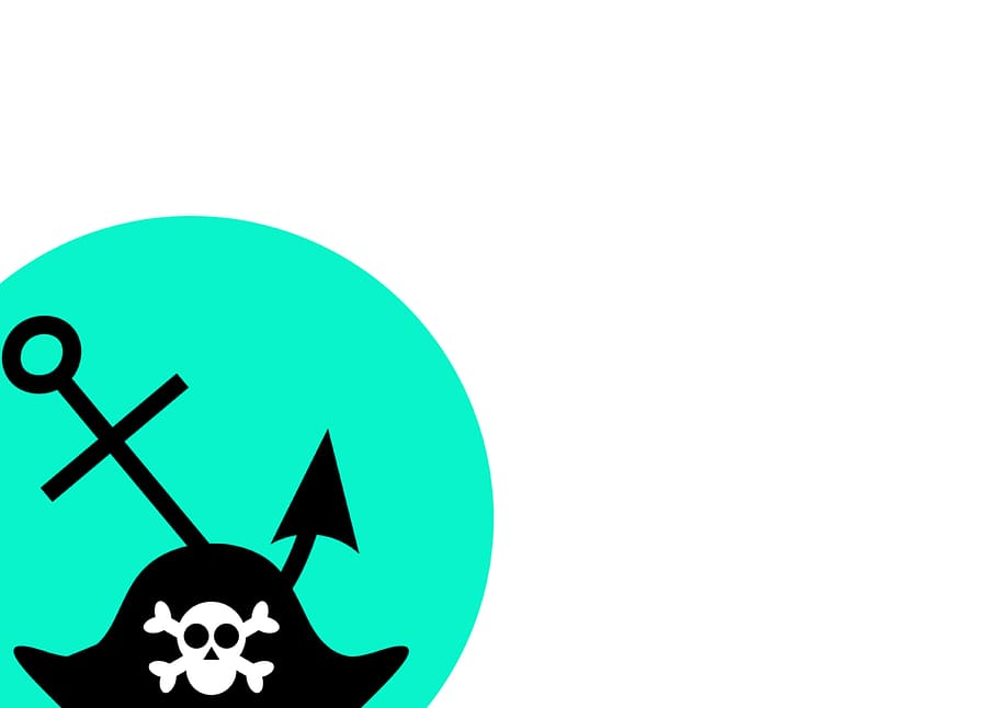 해적, 앵커, 불법 복제, 바다, 상징, 두개골, 모자, 항해의, 기호, 선박