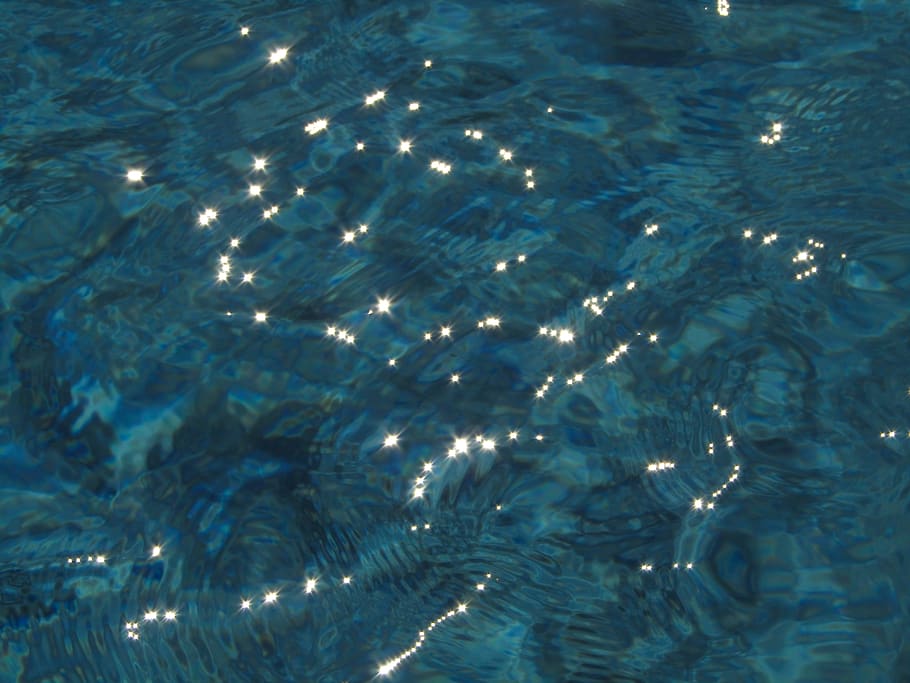 water, shines, star, swimming pool, brilliant, transparent, drop, pool, blue, backgrounds