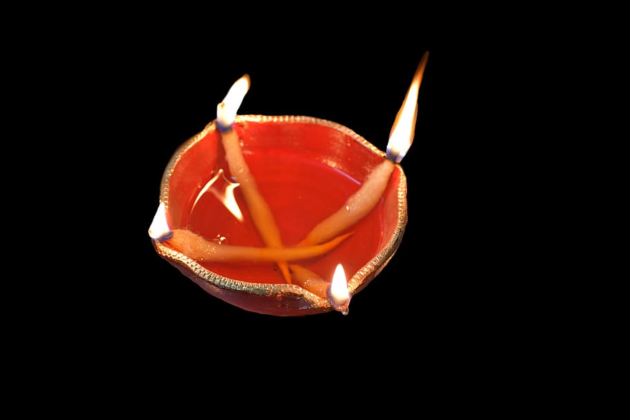 earthen lamp, diwali, lamp, light, flame, black background, studio shot, burning, fire, candle