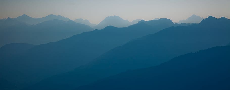 silhouette of mountain, silhouette, mountain, mountains, peaks, landscape, nature, panorama, mist, fog