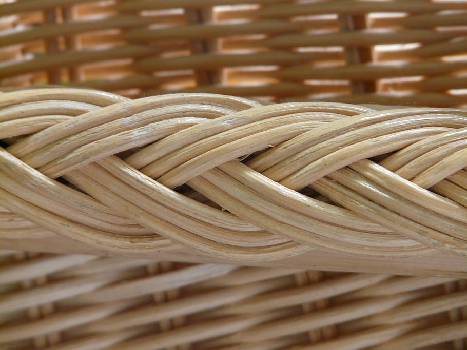brown wicker basket, braid, rattan, wicker, basket, woven, hand labor, decorative, natural material, korbsessel
