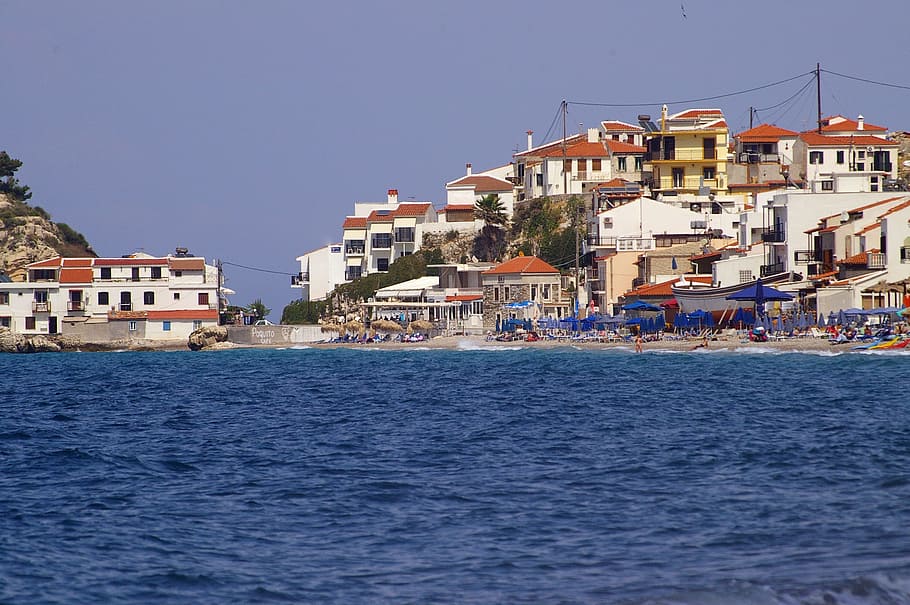Samos, Grecia, isla, mar, agua, playa, sol, cielo, azul, cielo azul