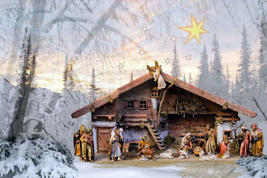 茶色, 木造, 家, 人間, セラミック, 置物装飾, テクスチャ, ベビーベッド, イエスの誕生, クリスマスイブ