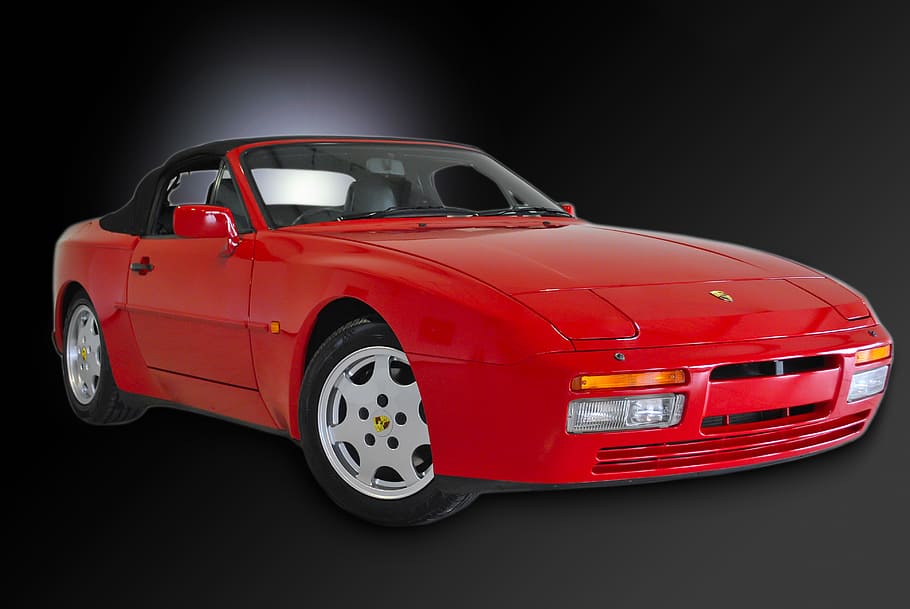 red convertible coupe, porsche, 944, turbo, red, ferrari red, auto, fast, sports car, speed