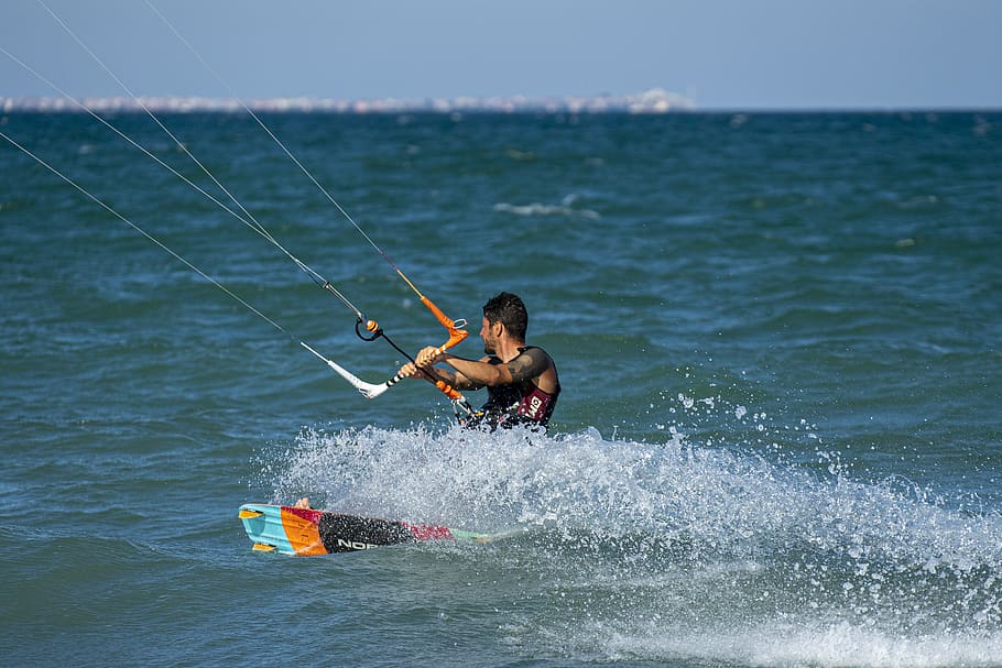 kite, surf, extremo, mar, kitesurf, deporte, océano, kiteboarding, viento, surfista