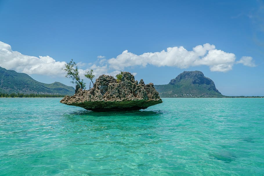 Mauricio, roca de cristal, mar, agua, pintorescos - naturaleza, cielo, belleza en la naturaleza, escena tranquila, nube - cielo, tranquilidad
