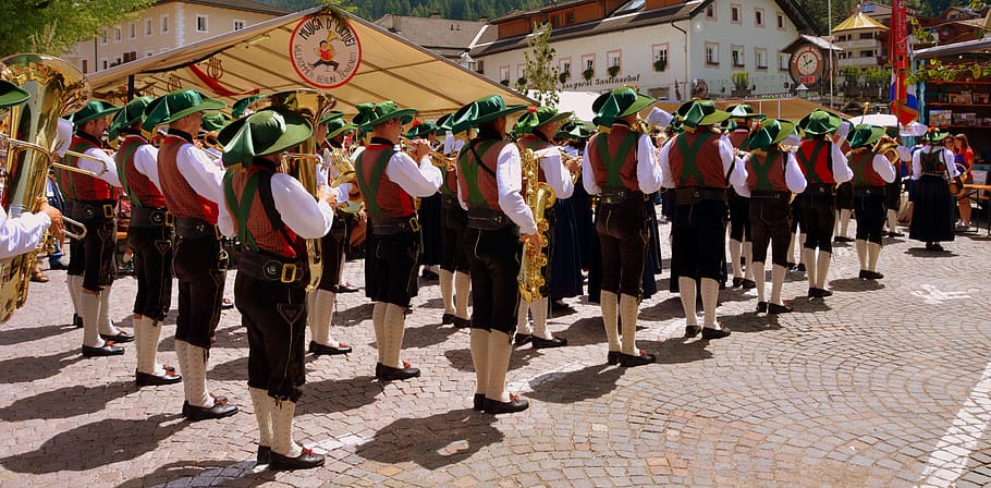 music, band, music band, south tyrol, morals, tradition, tyrolean, city, parade, street