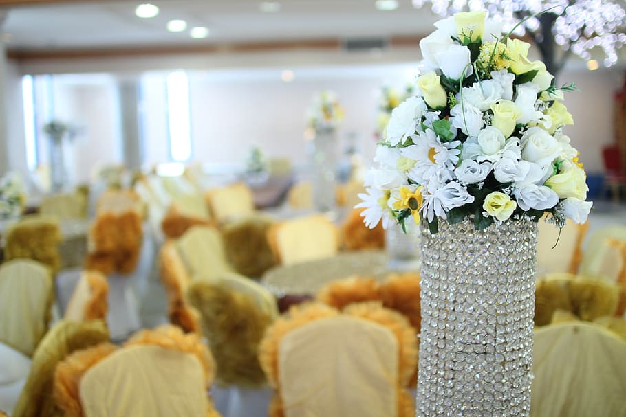 recepção de casamento, flor, vaso, lagos, nigéria, planta, foco em primeiro plano, casamento, evento, dentro de casa