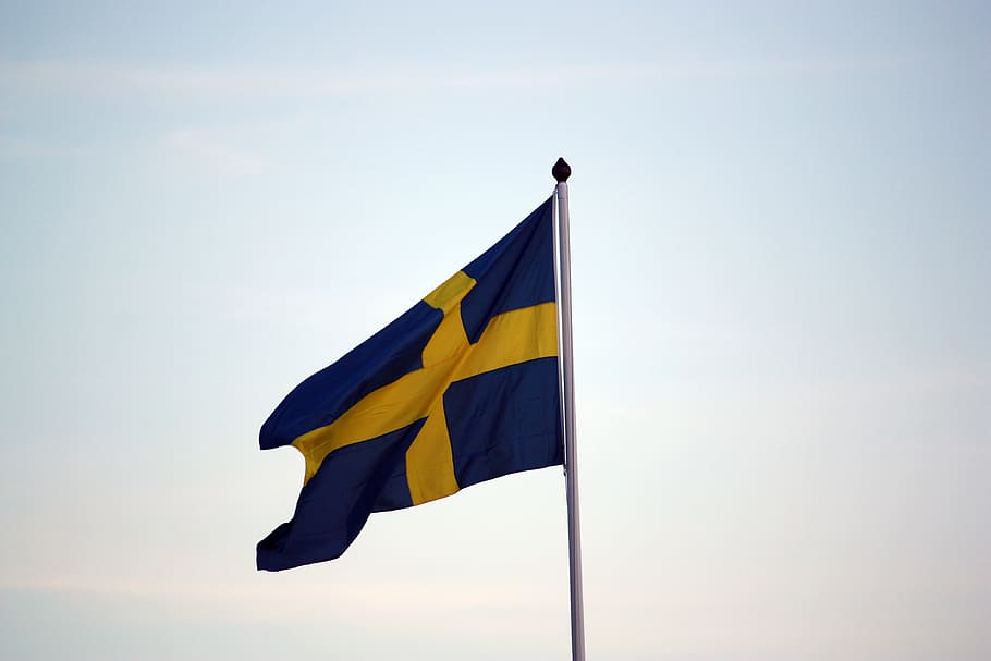 Bandeira, Suécia, Solstício de verão, vento, céu, símbolo, bandeira nacional, patriotismo, ninguém, dia