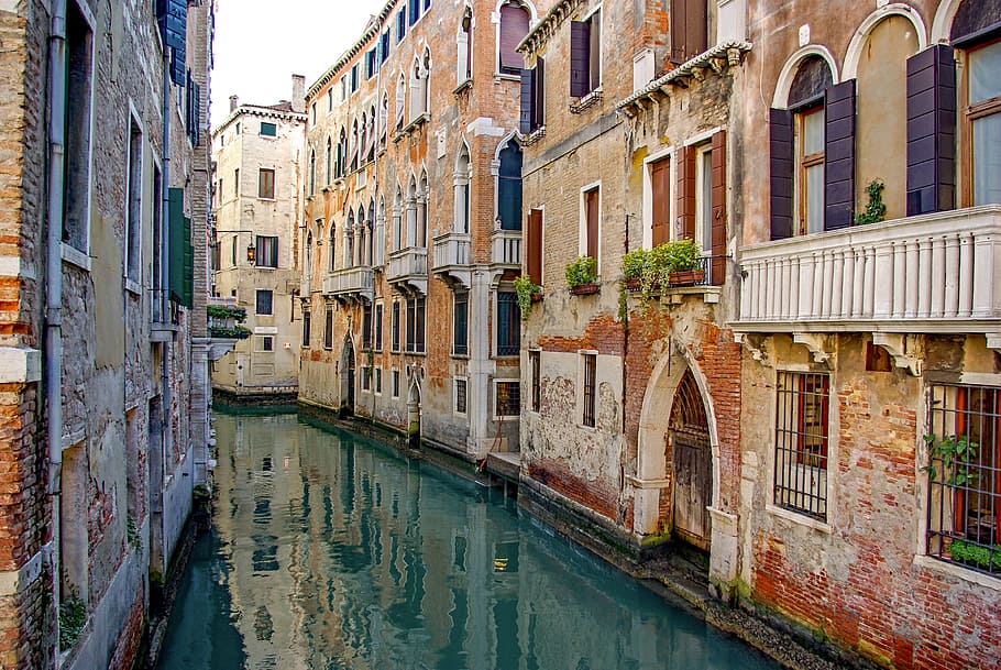 canal, edifícios, itália, veneza, arquitetura, exterior do edifício, estrutura construída, agua, construção, cidade