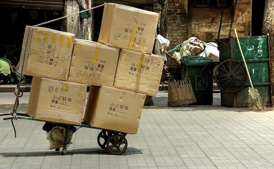 Carton, Packaging, China, cardboard box, industry, warehouse, indoors, day, cardboard, container