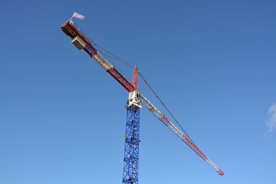 crane, site, work, lifting, machine, building, pulleys, arm, workers, gear
