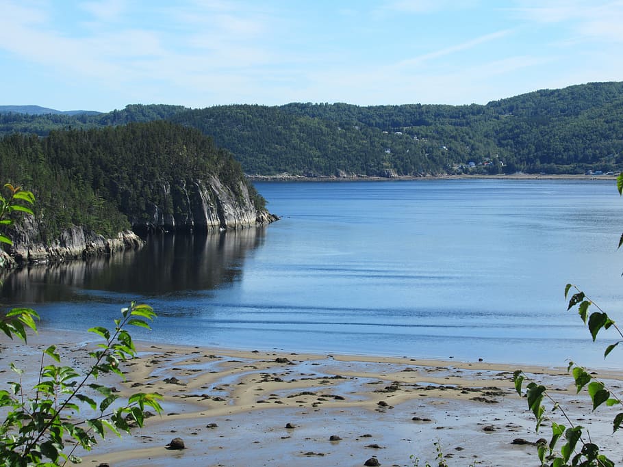 saguenay, tide low, fjord, river, mountain, nature, landscape, quebec, water, beauty in nature