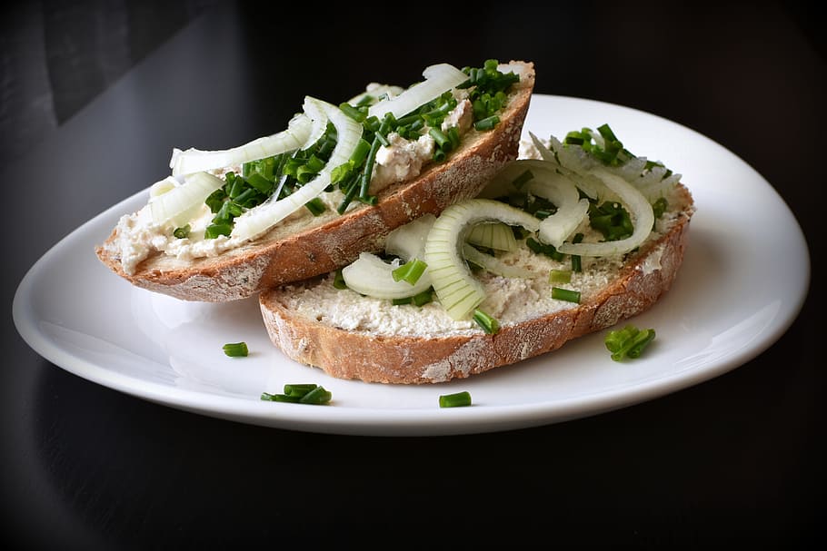 Sandwich, Cream Cheese, a sandwich, cheese, breakfast, chive, healthy, eating, healthy food, green