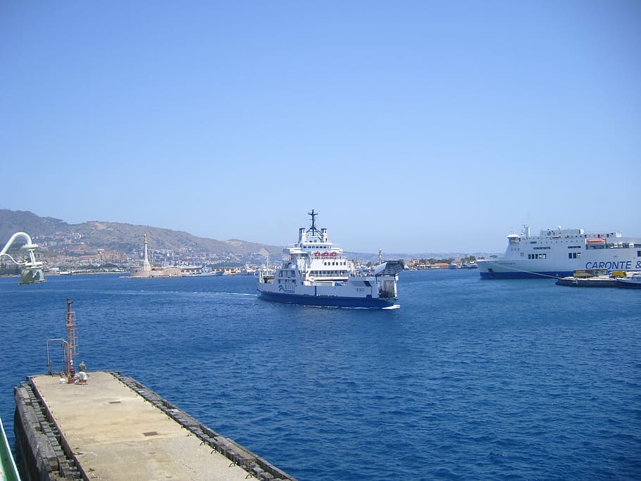 Ferry, Sicily, Strait, Messina, sicily strait, nautical vessel, harbor, ship, sea, transportation