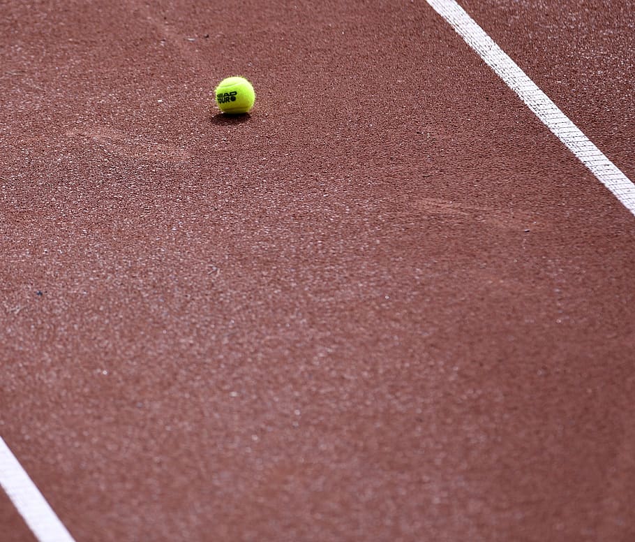 tennis, tennis court, tennis ball, clay court, sport, ball, day, court, high angle view, toy