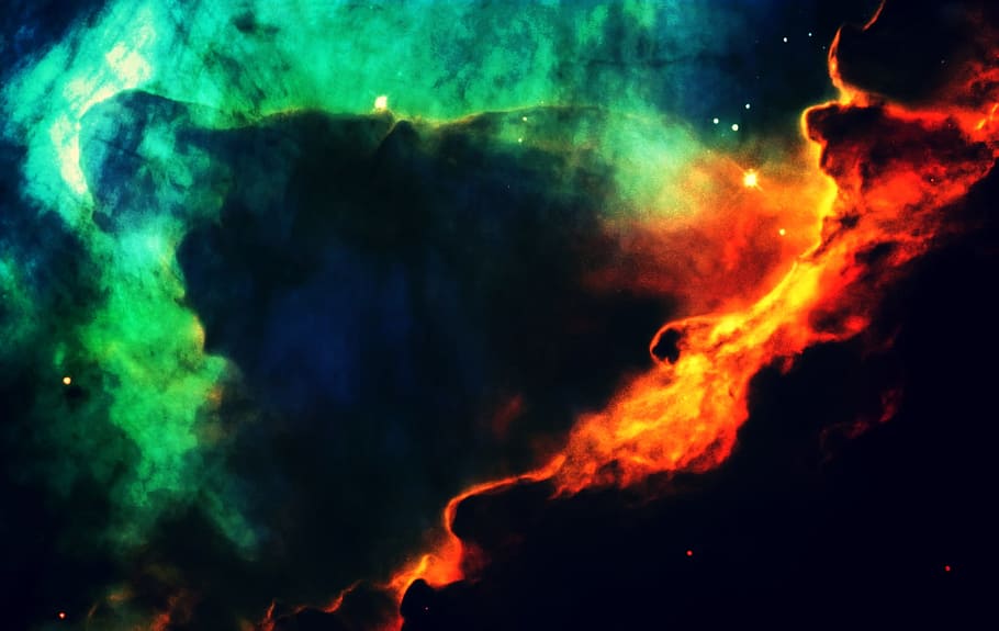 red, green, abstract, painting, time lapsed, photography, orange, black, outer space, smokes