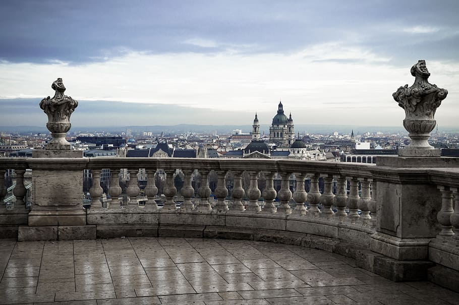 architectural, building, budapest, szent istván basilica, castle, rainy, cloud, sky, europe, famous