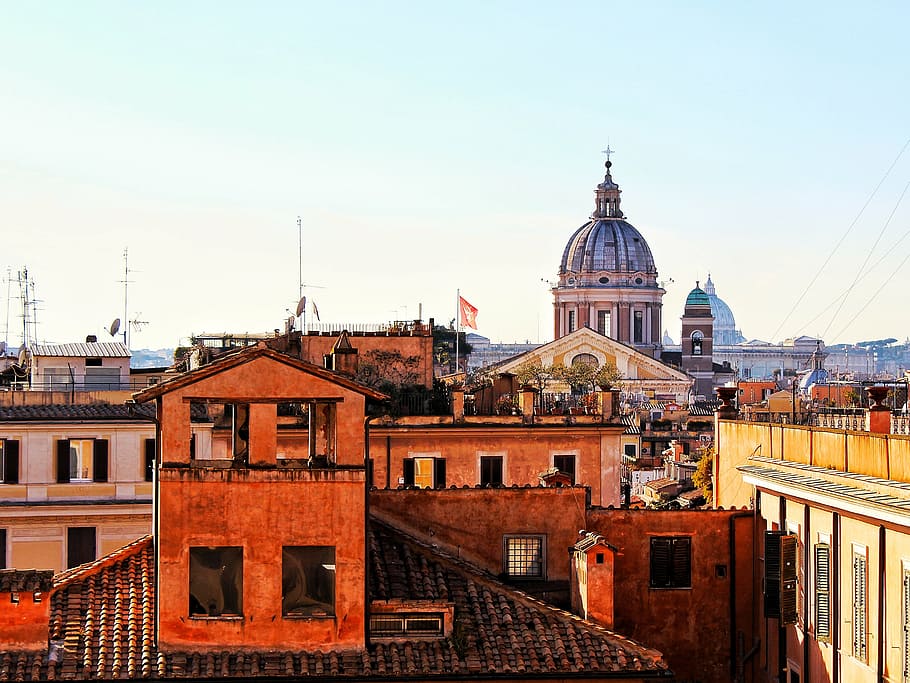ciudad, claro, cielo del día, Roma, Italia, cúpula, techo, Roma antigua, Roma capital, antigua