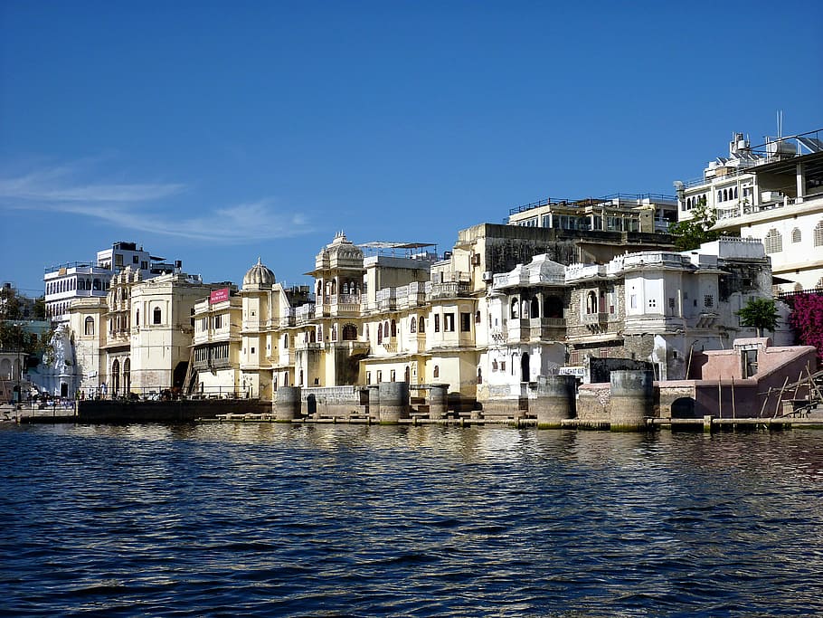 India, Udaipur, Lake, Water, radjastan, city, building exterior, architecture, river, house