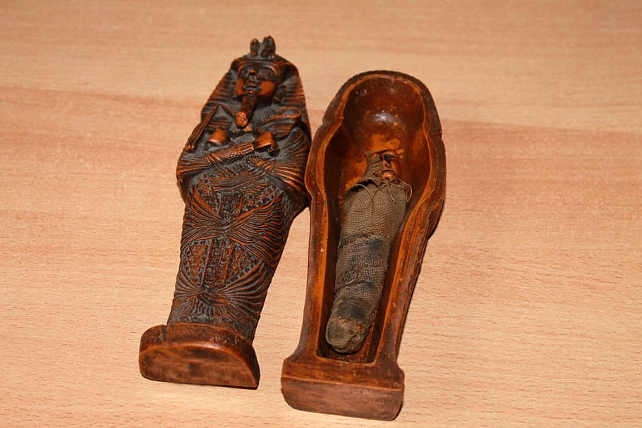 momia, sarcófago, egipto, recuerdo, madera - Material, zapato, viejo, en el interior, cuero, marrón