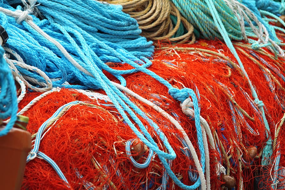 red, colores, pesca, cuerda, barcos, marin, barco náutico, puerto, nudo atado, red de pesca comercial