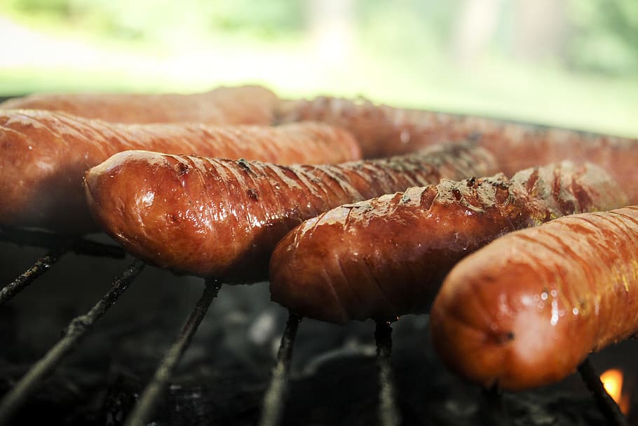 sausages, grilled, black, Sausage, Grill, Barbecue, Smoke, barbecue at the, coal, chill