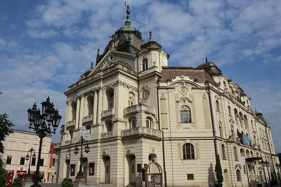 architecture, travel, city, old, building, historic, facade, culture, theatre, slovakia