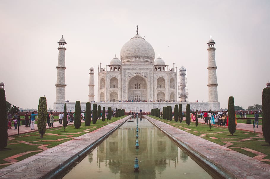 Foto del lugar turístico, durante el día, Taj Mahal, India, monumento, arquitectura, símbolo, turismo, amor, famoso